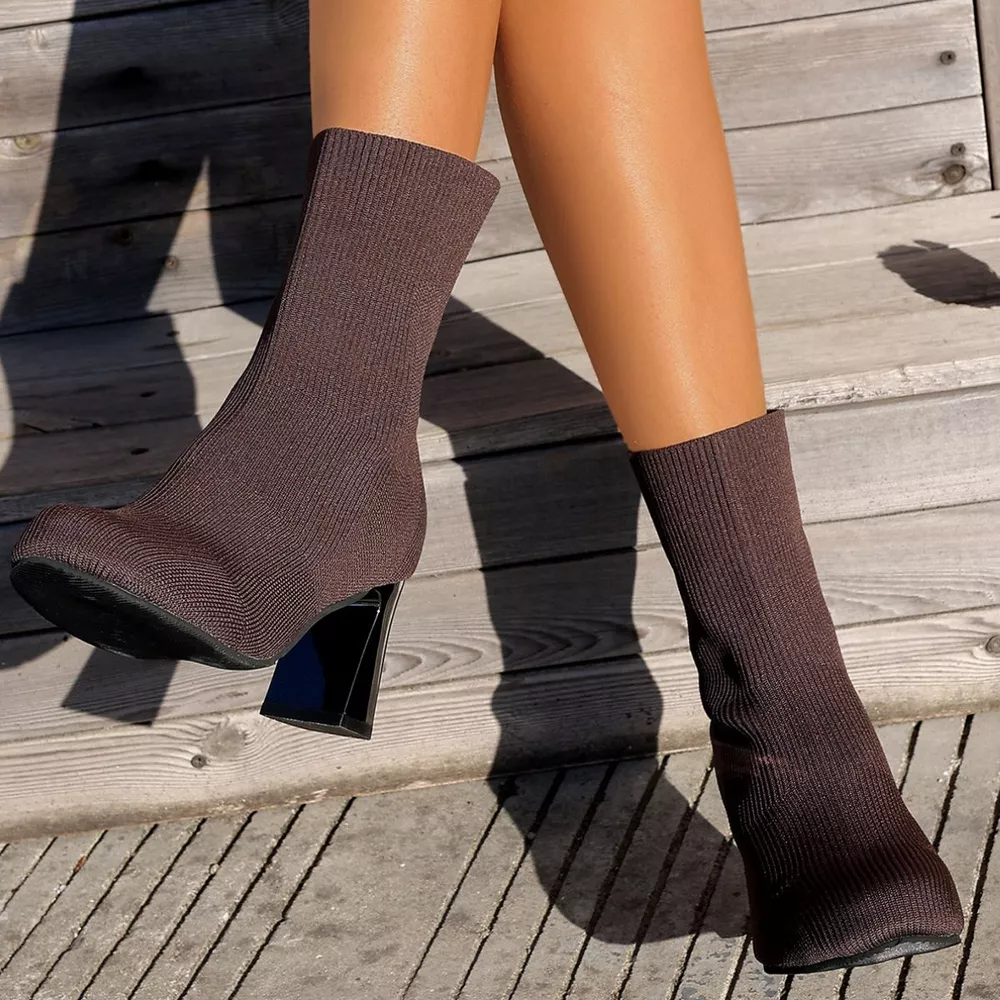 Round Toe Block Heels Boots, image 17