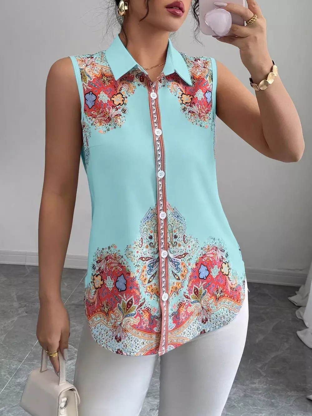 Button Up Sleeveless Shirt, image 2