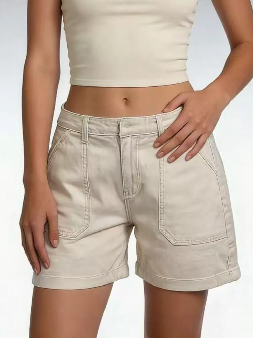 Pocketed Denim Shorts, image 12