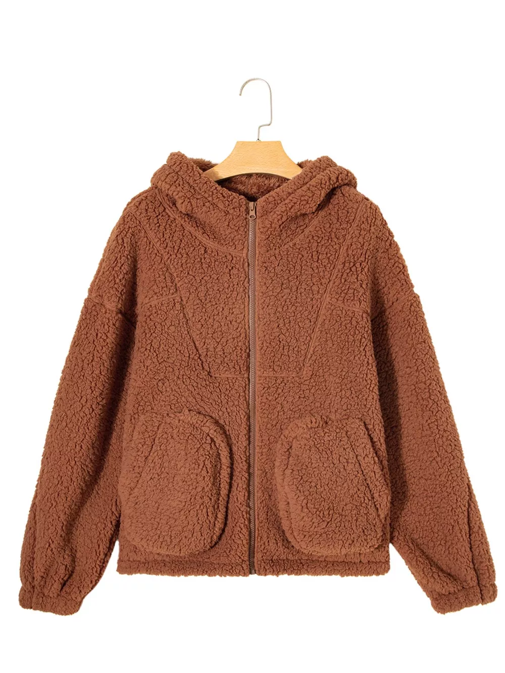 Zip Up Hooded Sherpa Jacket, image 6