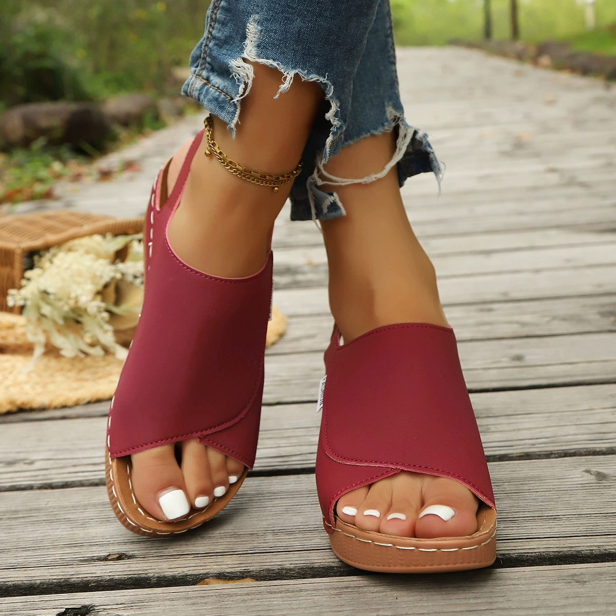 Open Toe Wedge Sandals, image 7