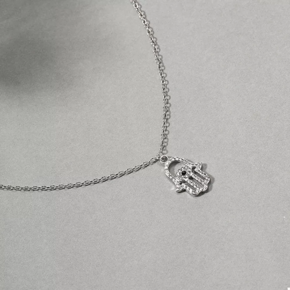 Zinc Alloy Rhinestone Evil Eye Necklace, image 6