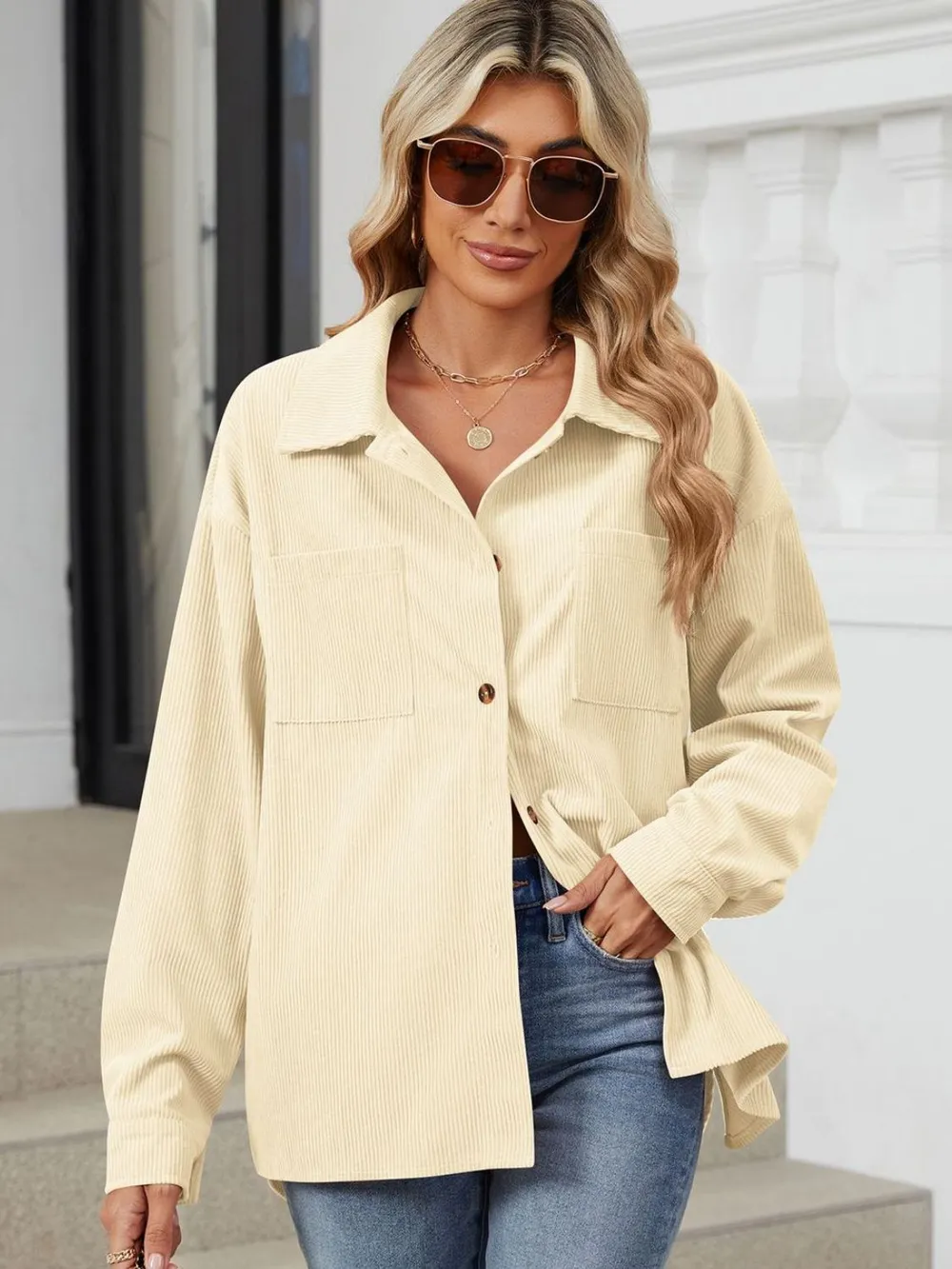 Button Up Dropped Shoulder Long Sleeve Outerwear, image 18
