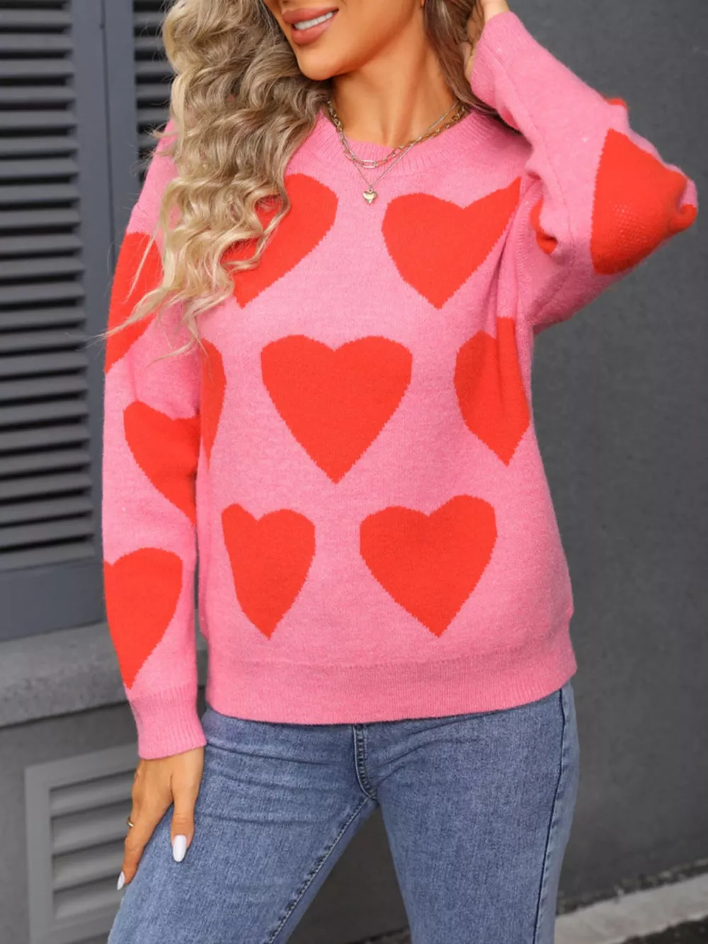 Valentine's Day Heart Round Neck Knitted Sweater, image 9