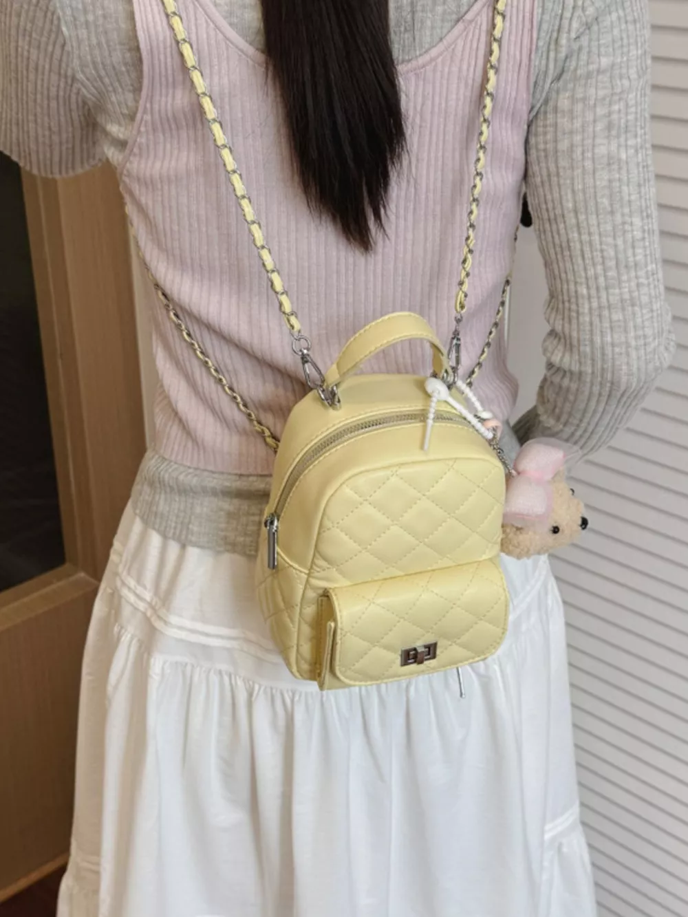 Quilted Mini Backpack Bag, image 3