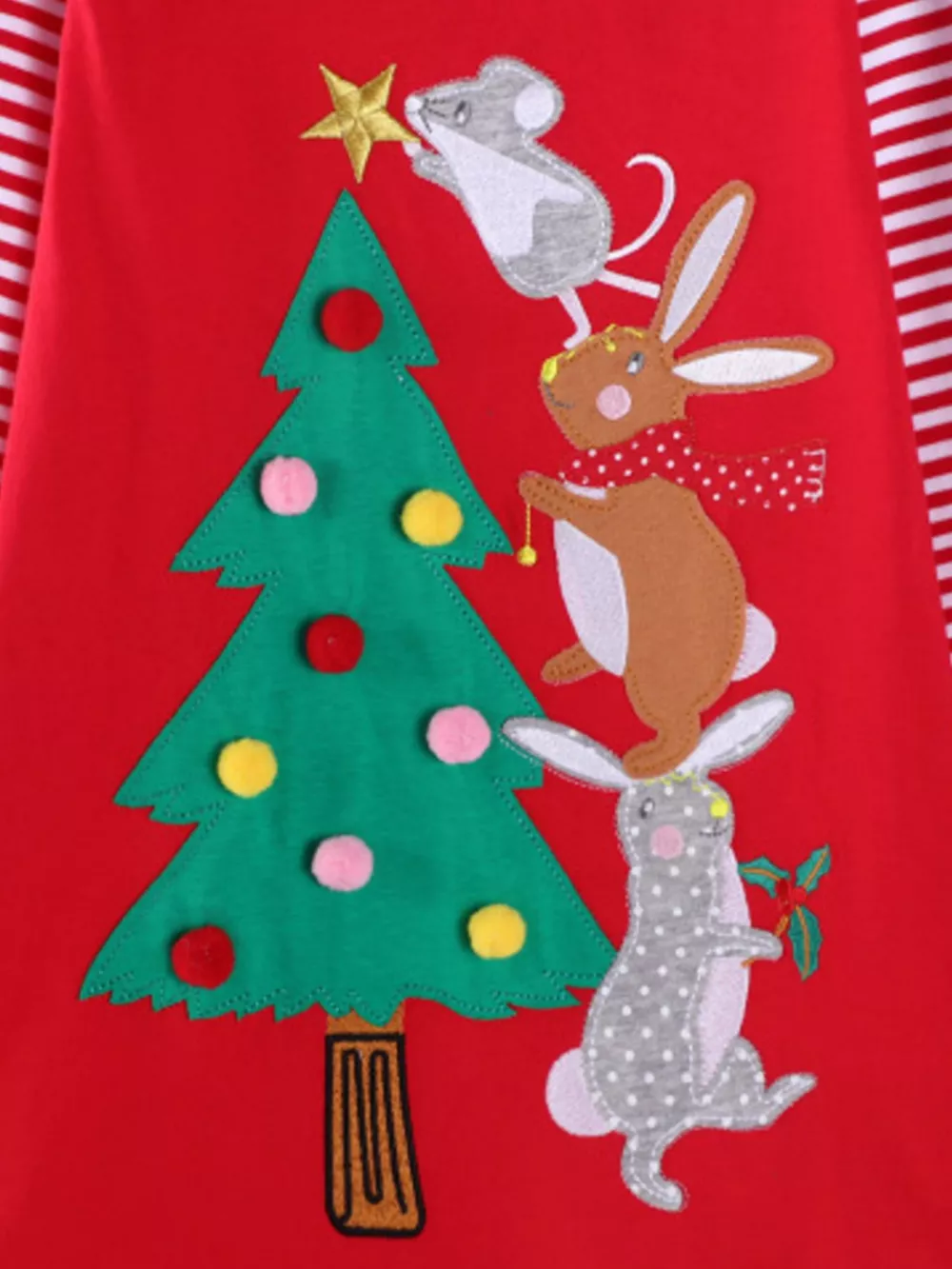 Children's Christmas Tree Animal Long Sleeve Dress, image 3