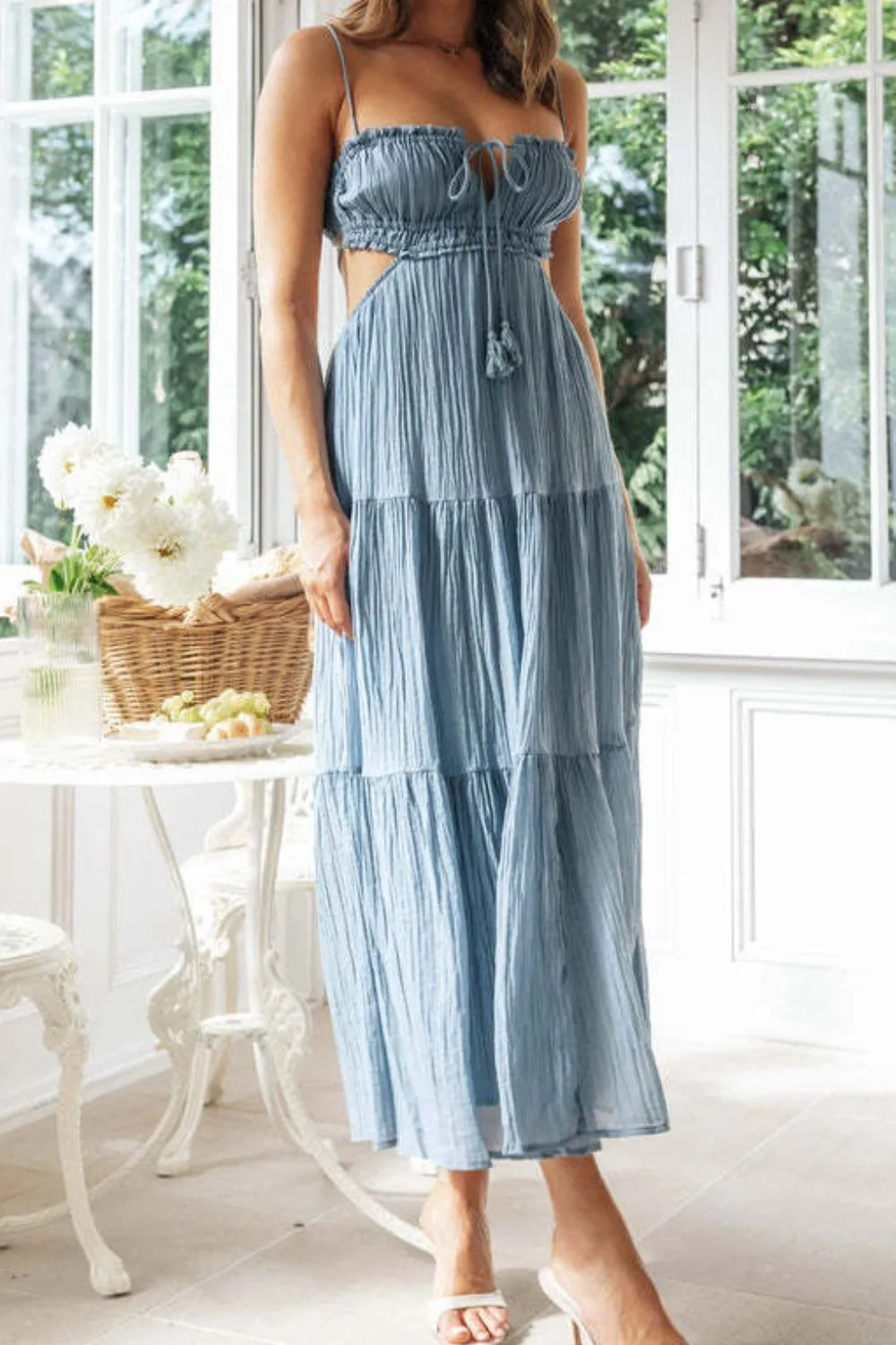 Cutout Square Neck Midi Cami Dress, image 22