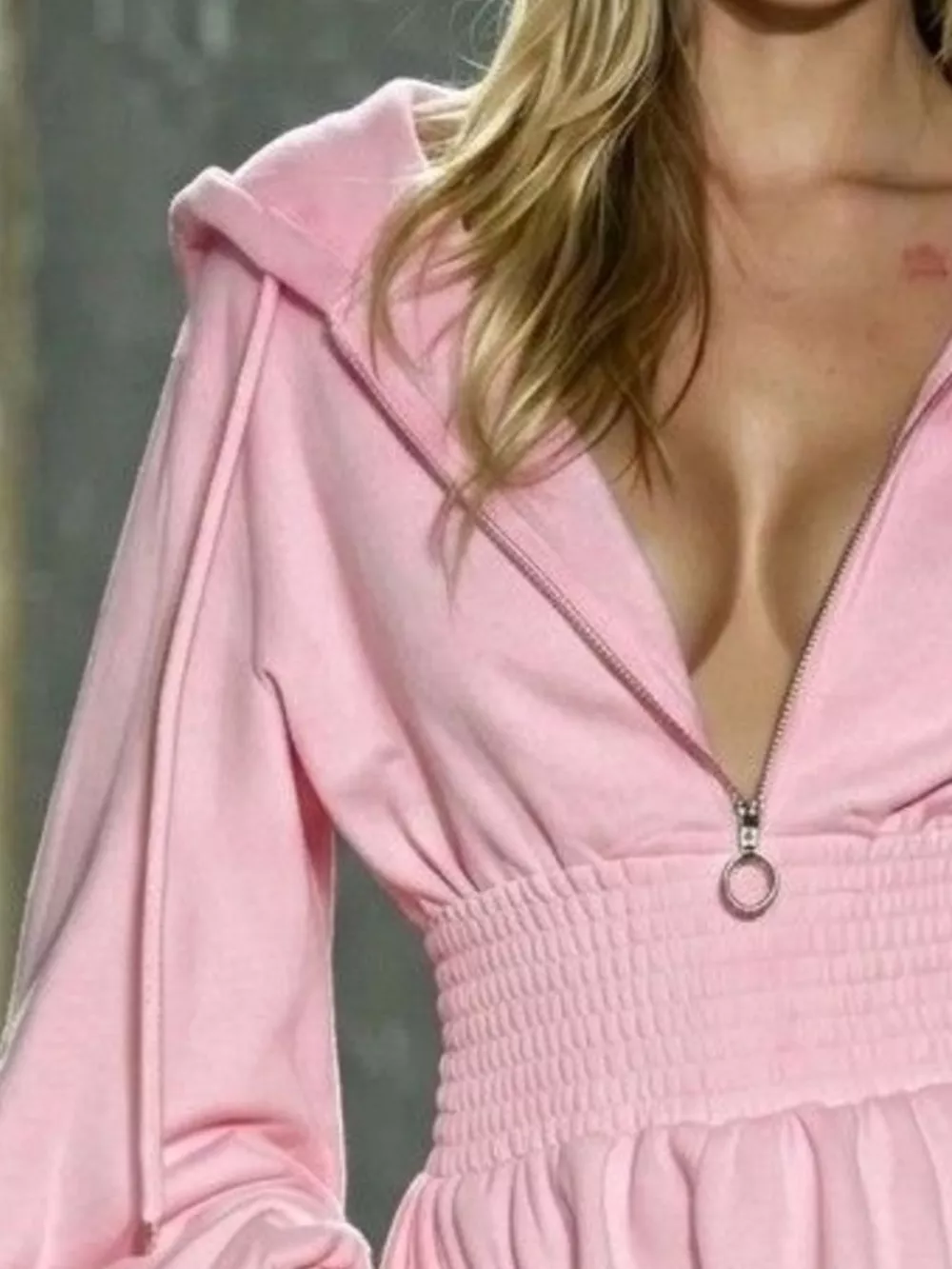 Hooded Long Sleeve Zip-Up Sweatshirt Dress, image 12