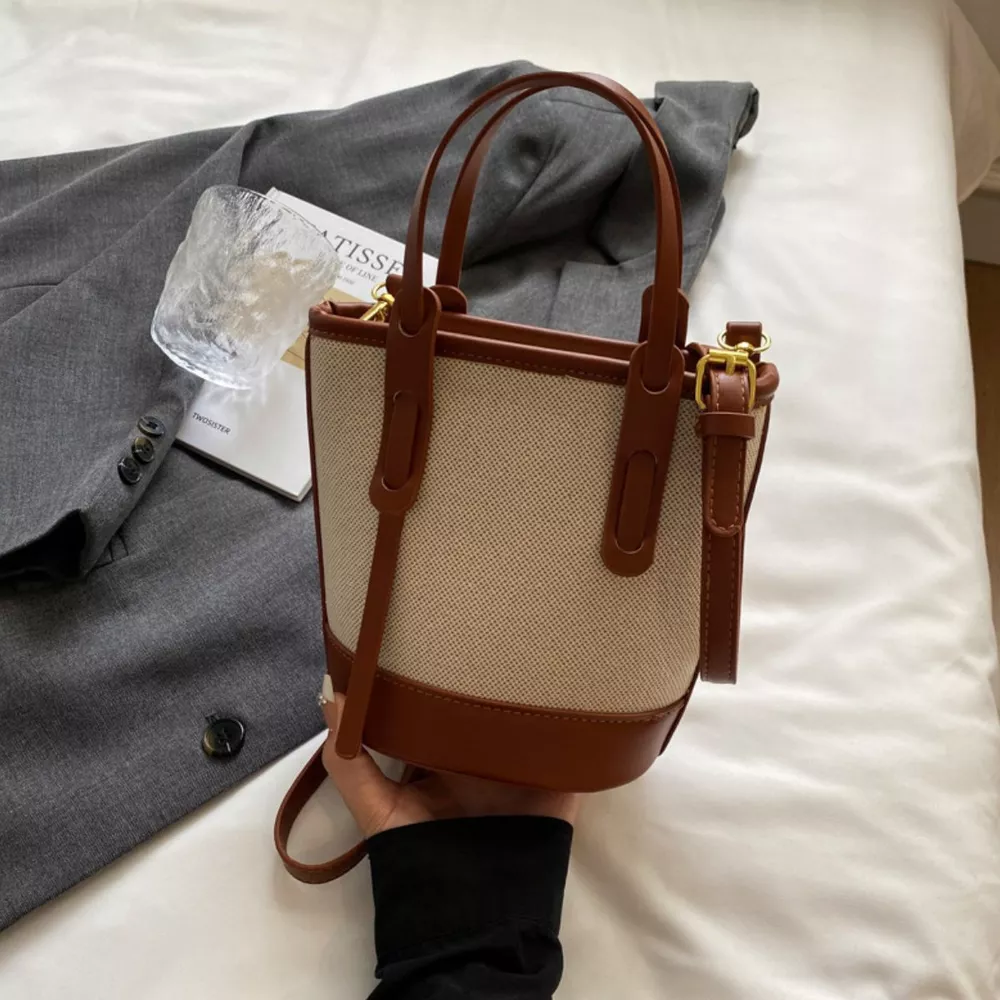 Canvas Bucket Crossbody Bag, image 2
