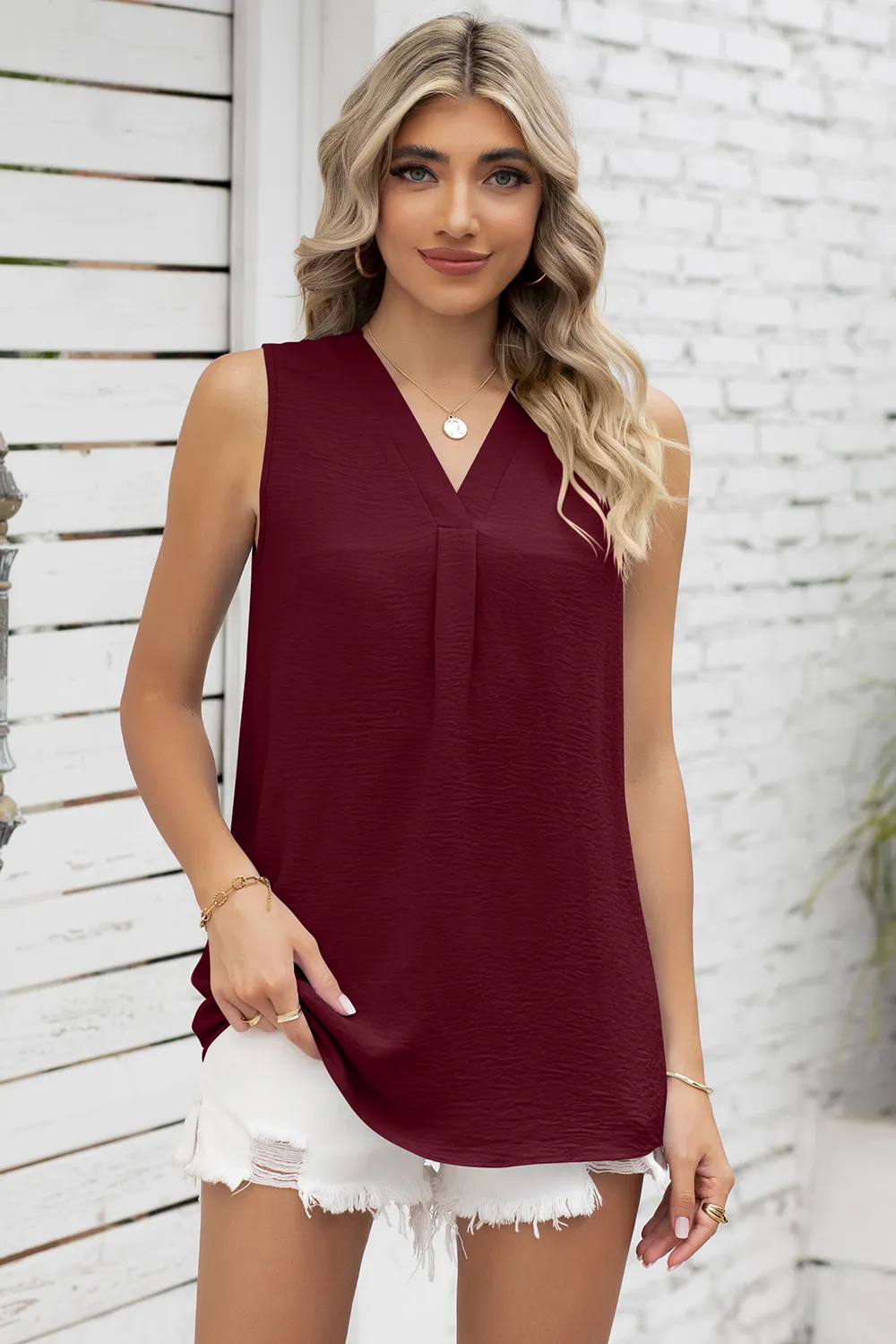 Texture V-Neck Sleeveless Top, image 26