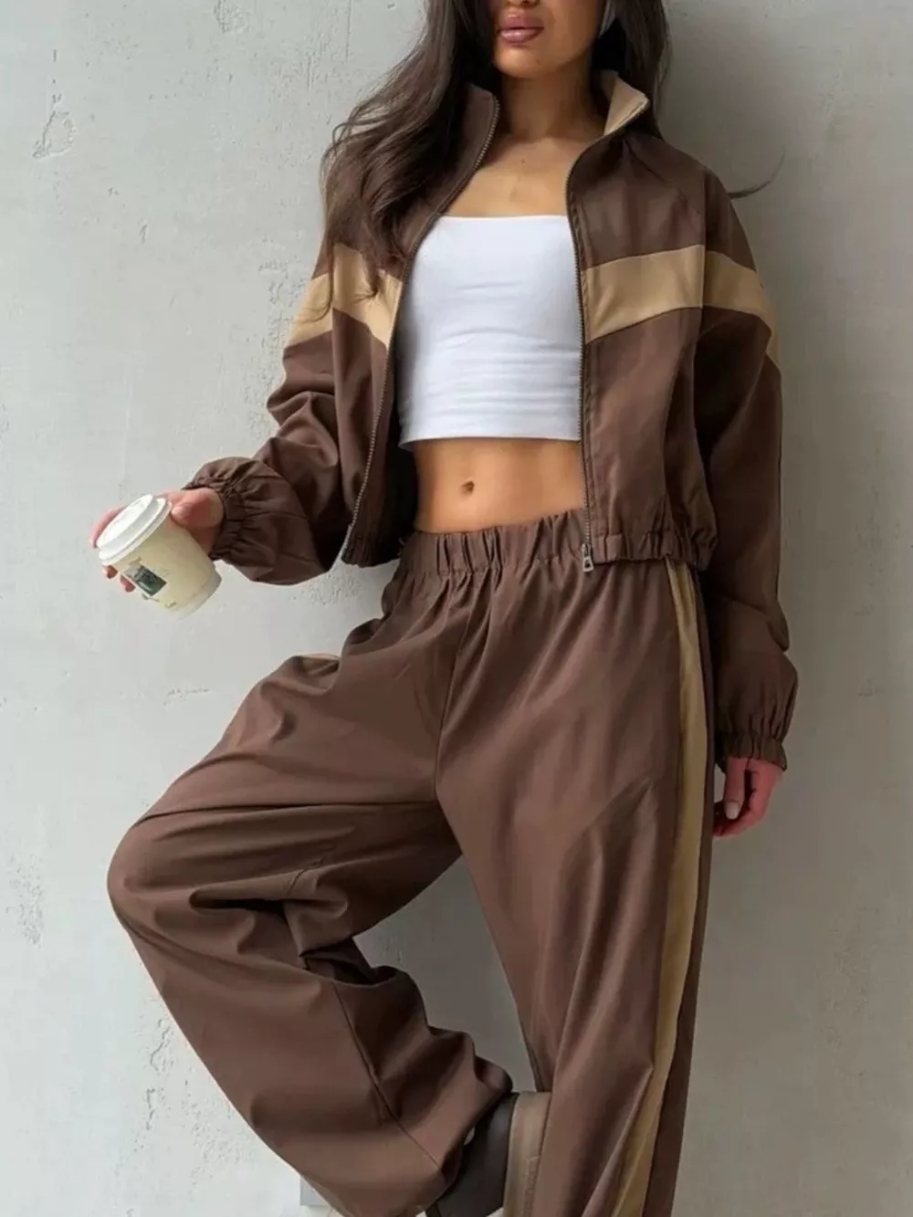 Color Block Zip Up Outerwear and Pants Set, image 22