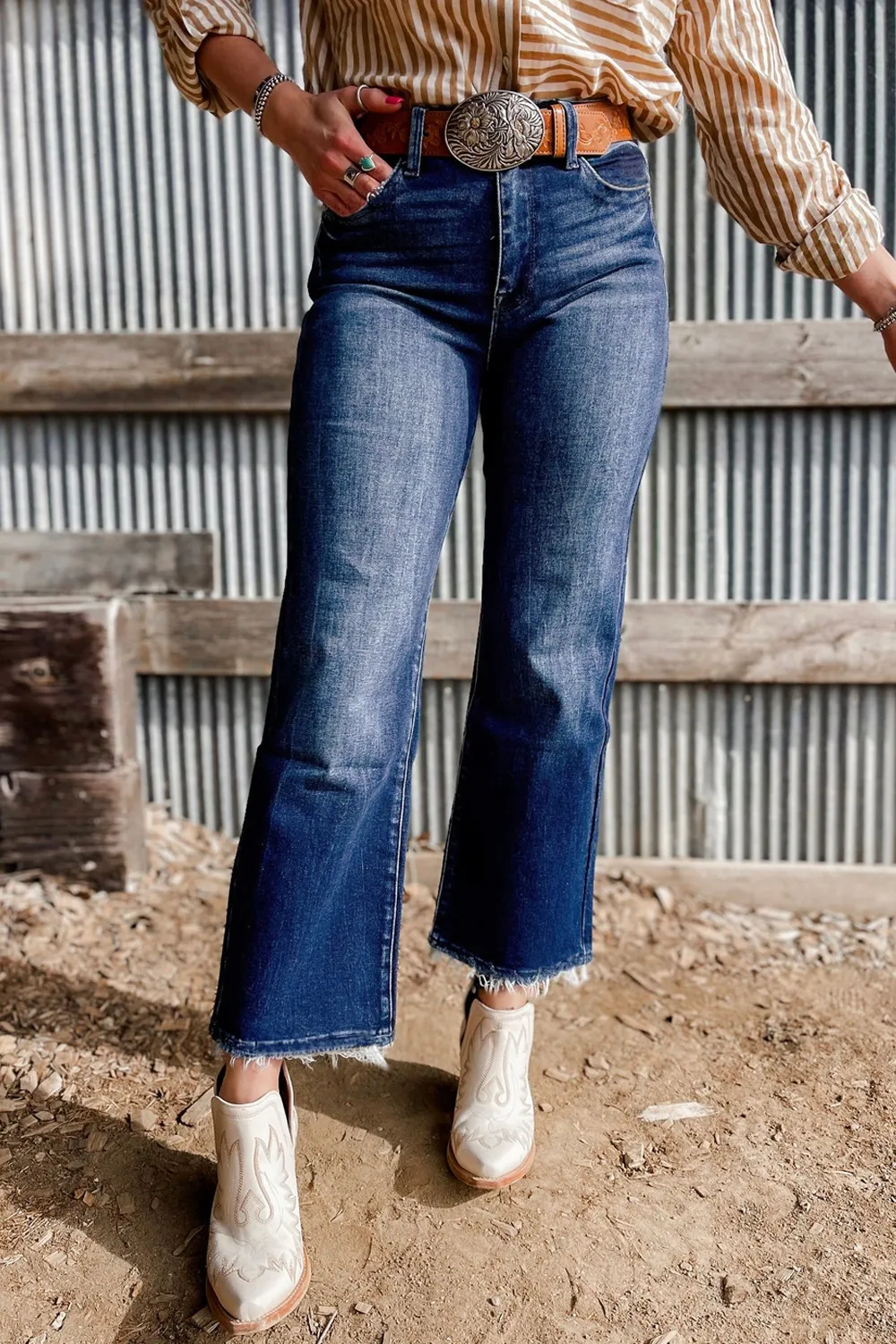 Mineral Wash Raw Hem High Waist Flared Jeans, image 18