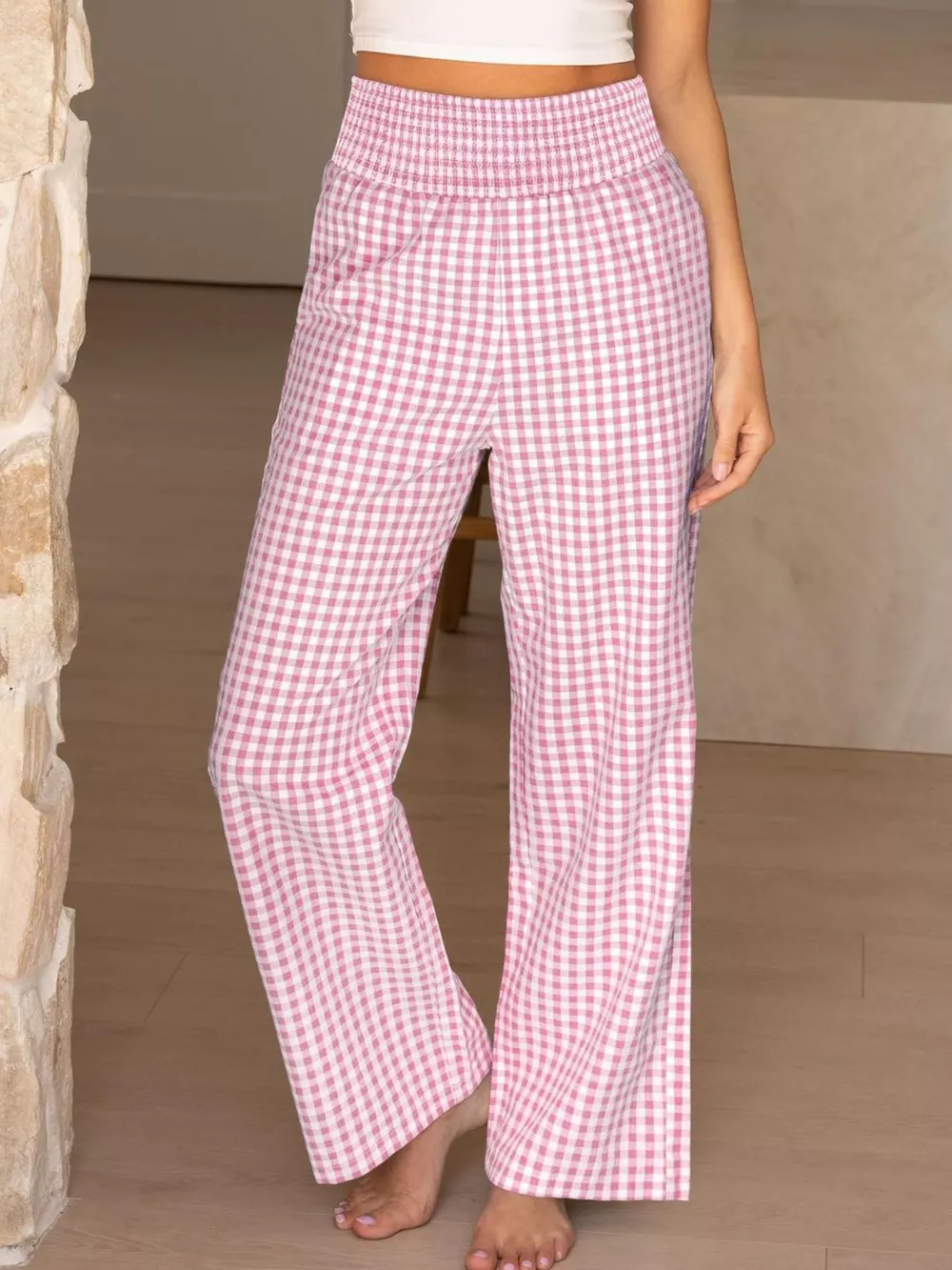 Gingham High Waist Wide Leg Pants, image 8