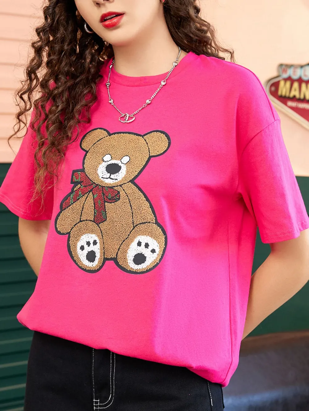 Letter Graphic Round Neck Half Sleeve T-Shirt, image 10