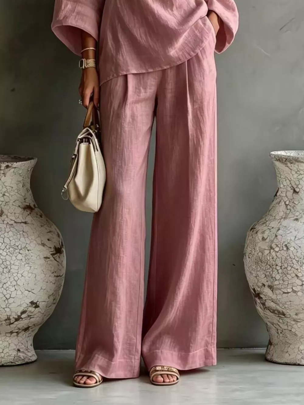 One Shoulder Top and Wide Leg Pants Set, image 12