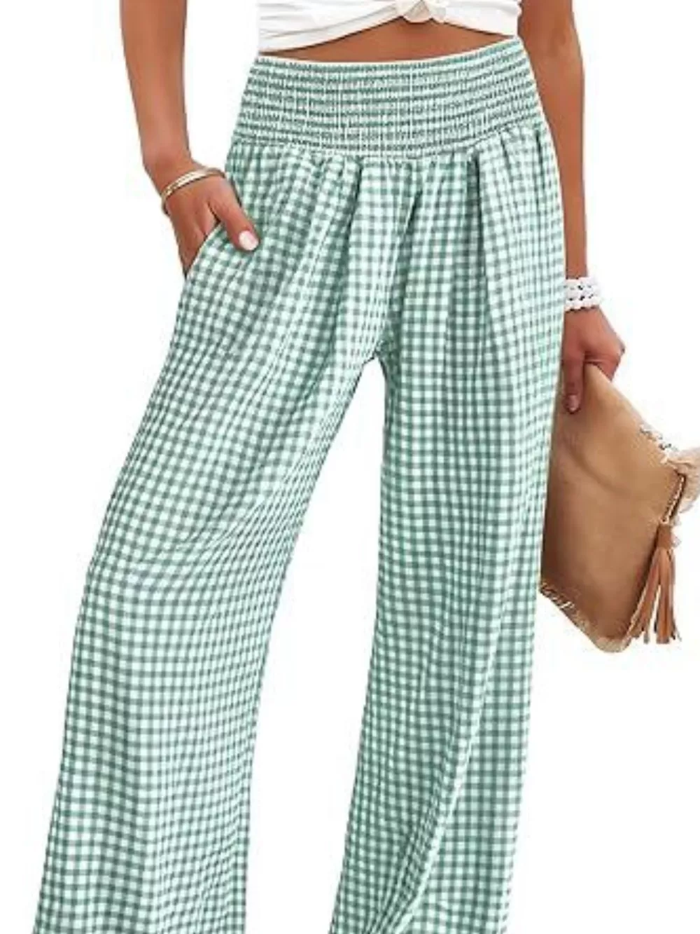 Gingham High Waist Wide Leg Pants, image 9