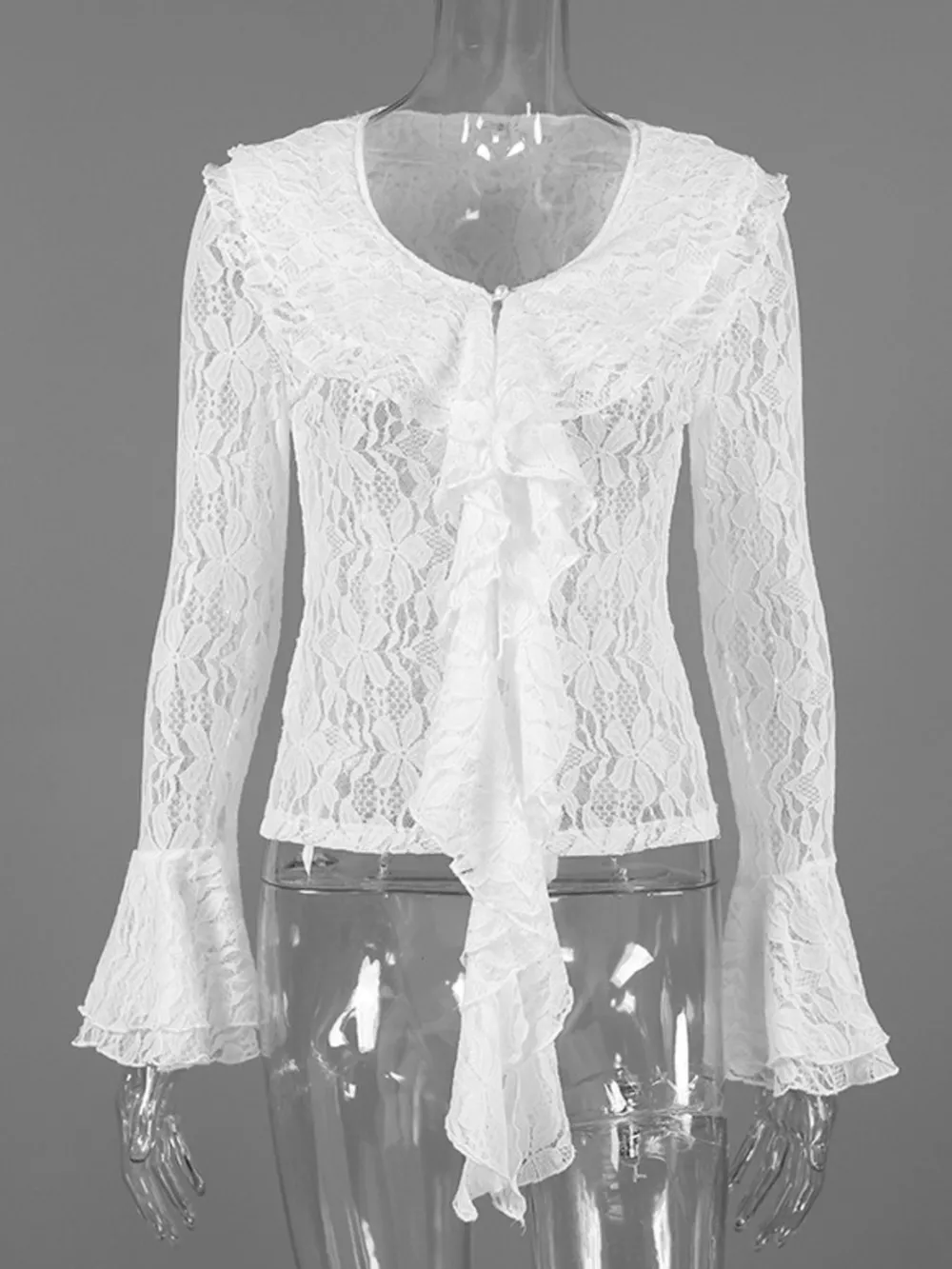 Ruffle Lace Flounce Sleeve Blouse, image 8