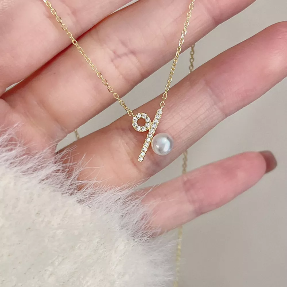 Pearl Percentage Pendant Necklace, image 6