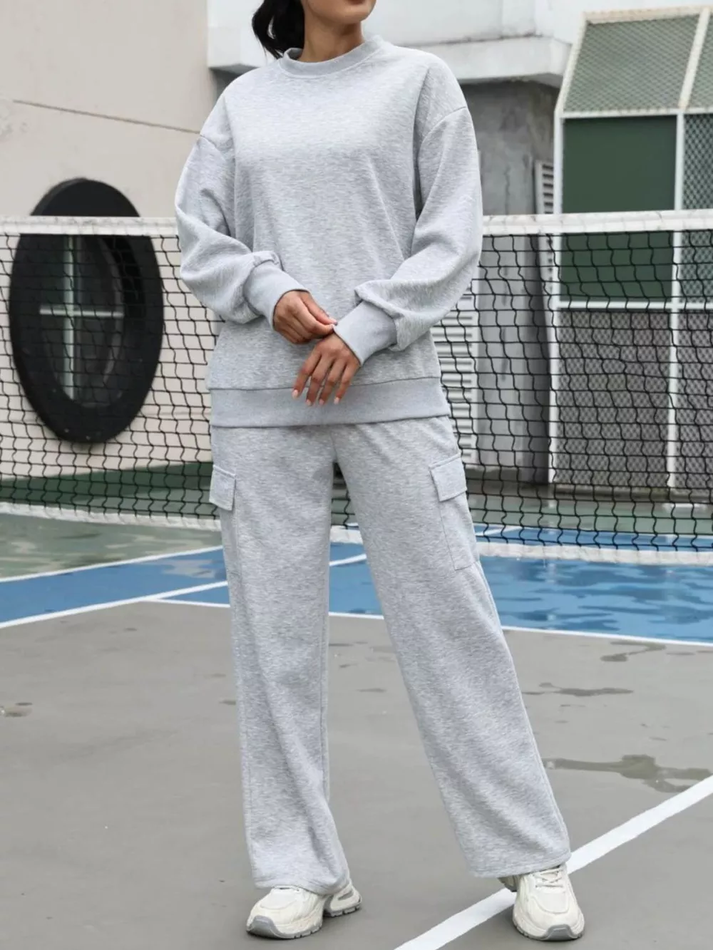 Dropped Shoulder Sweatshirt and Pants Set, image 3