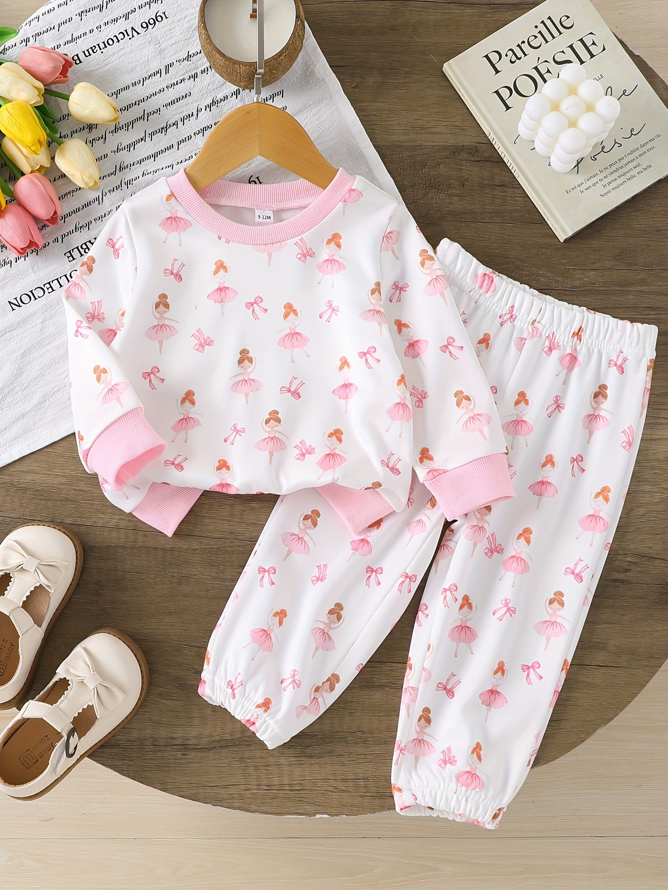 Children's Printed Round Neck Tee and Pants Set