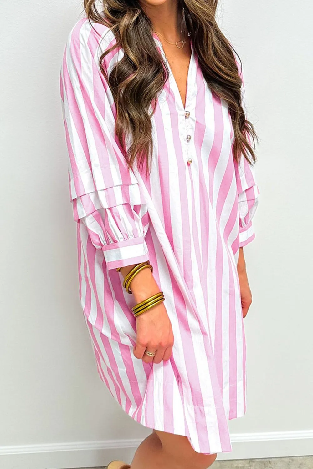 Striped Notched Mini Dress, image 5