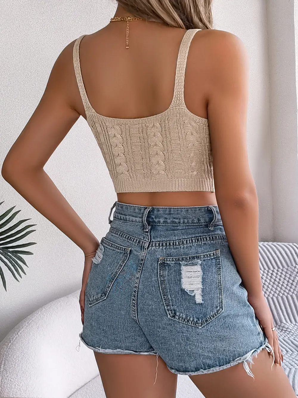 Cable-Knit Short Cami, image 9