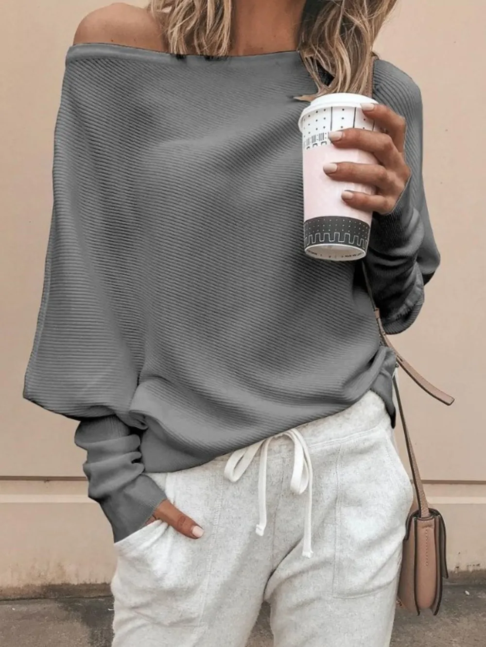 Single Shoulder Ribbed Knit Top, image 9
