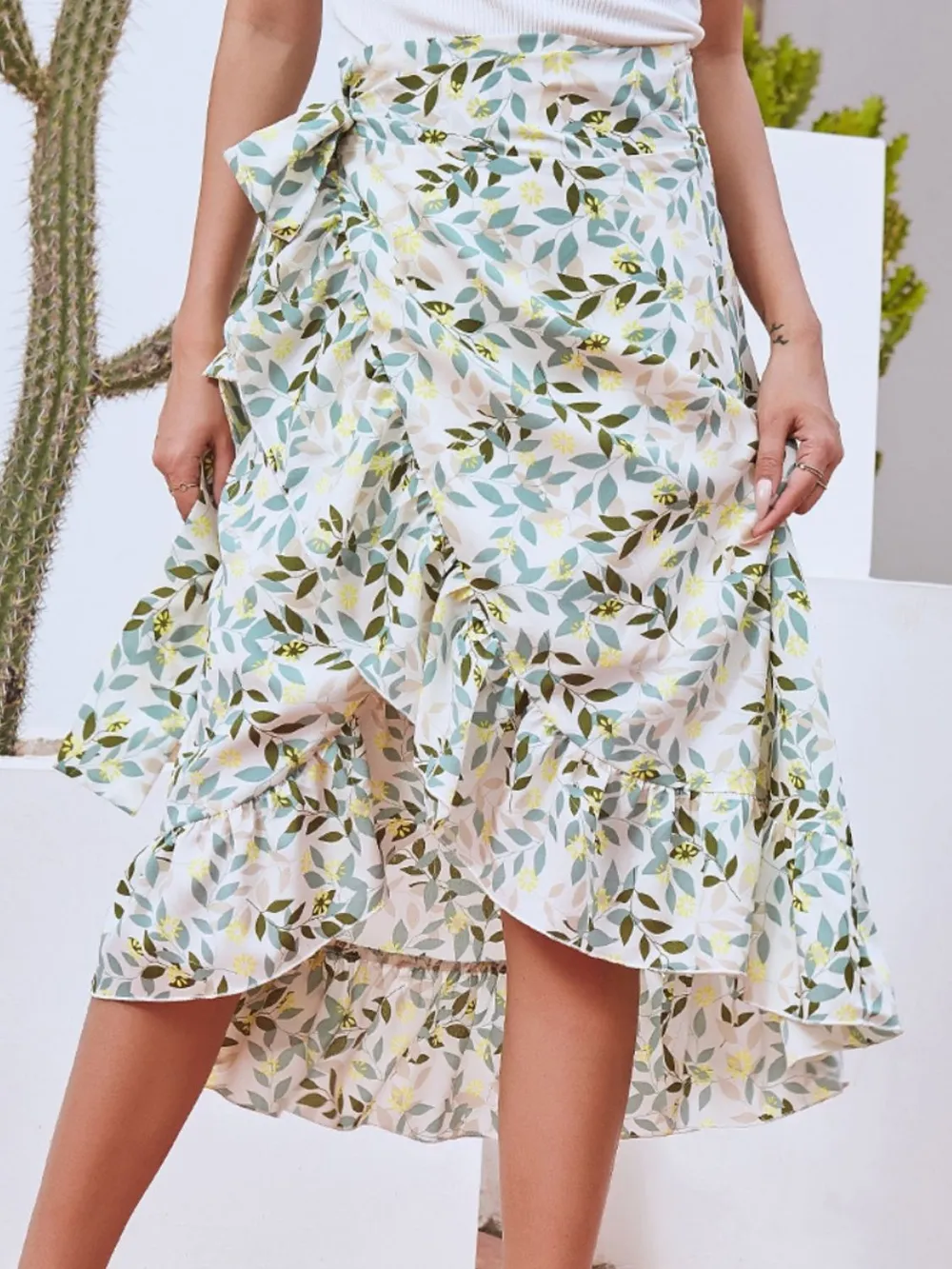 Printed Ruffled Midi Skirt, image 23