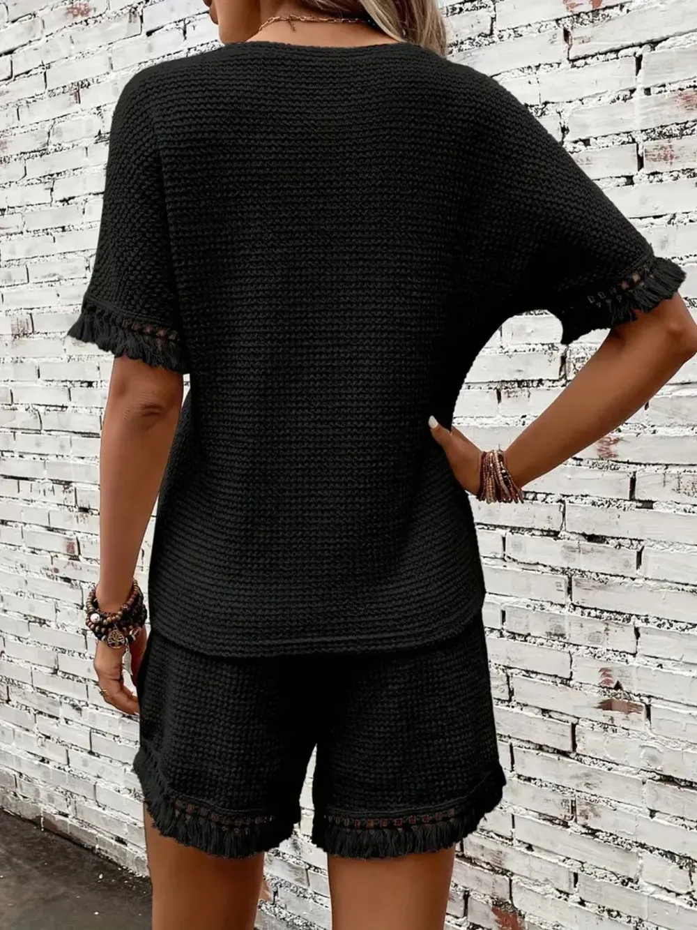 Tassel Round Neck Top and Shorts Set, image 27