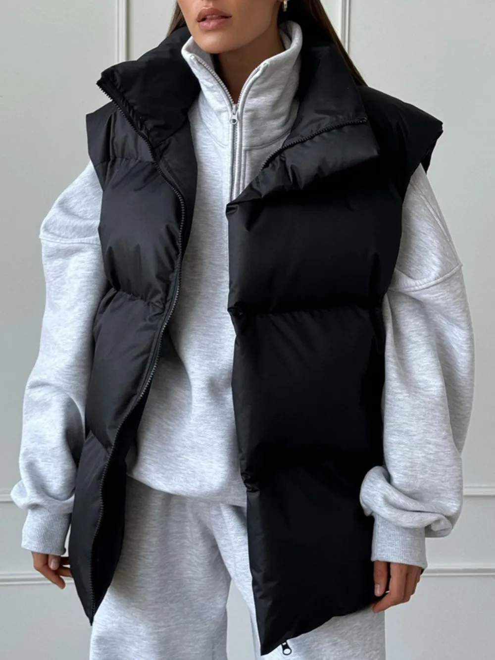 Zip Up Turtleneck Vest Coat, image 6