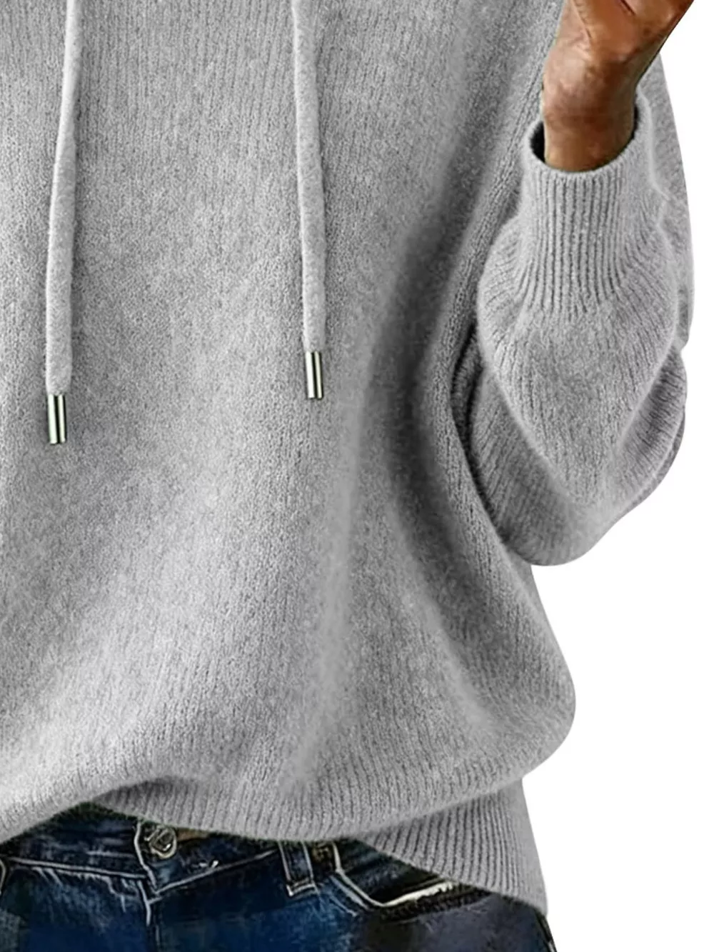 Drawstring Long Sleeve Hooded Sweater, image 23