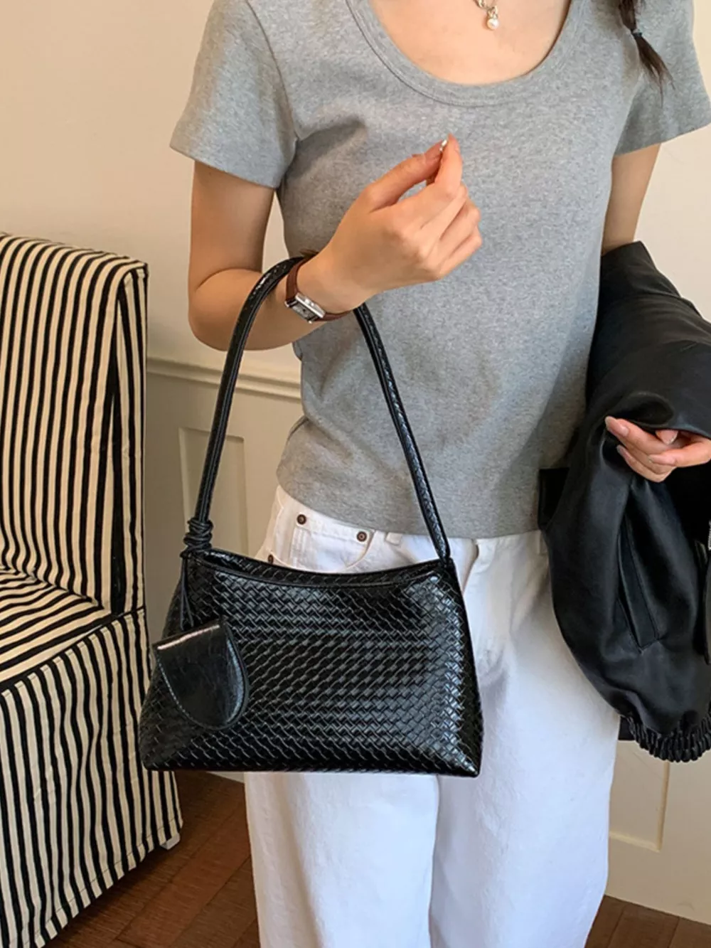 Woven Texture Shoulder Bag, image 3