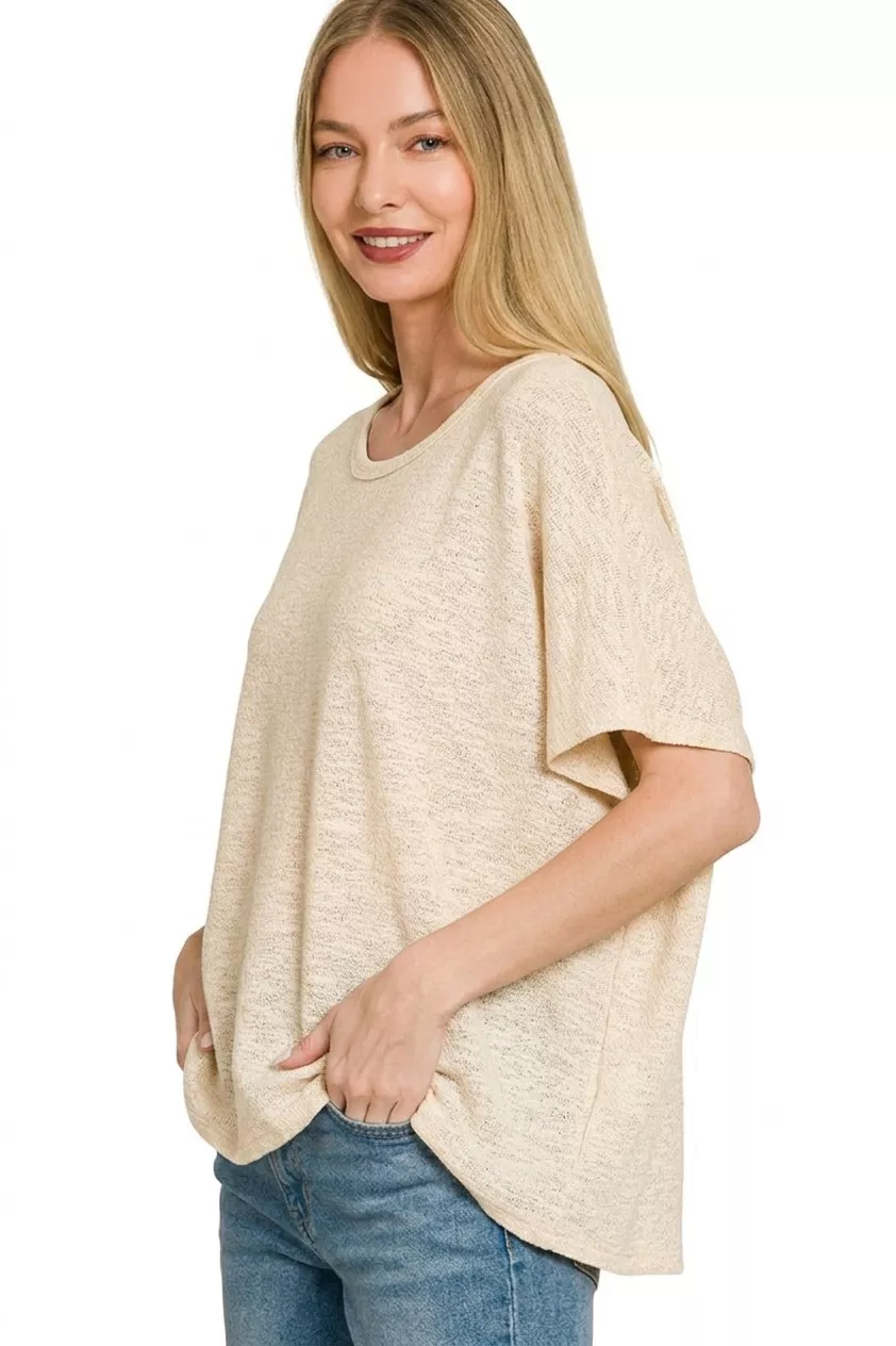 Zenana Oversized Slub Hacci Top, image 2