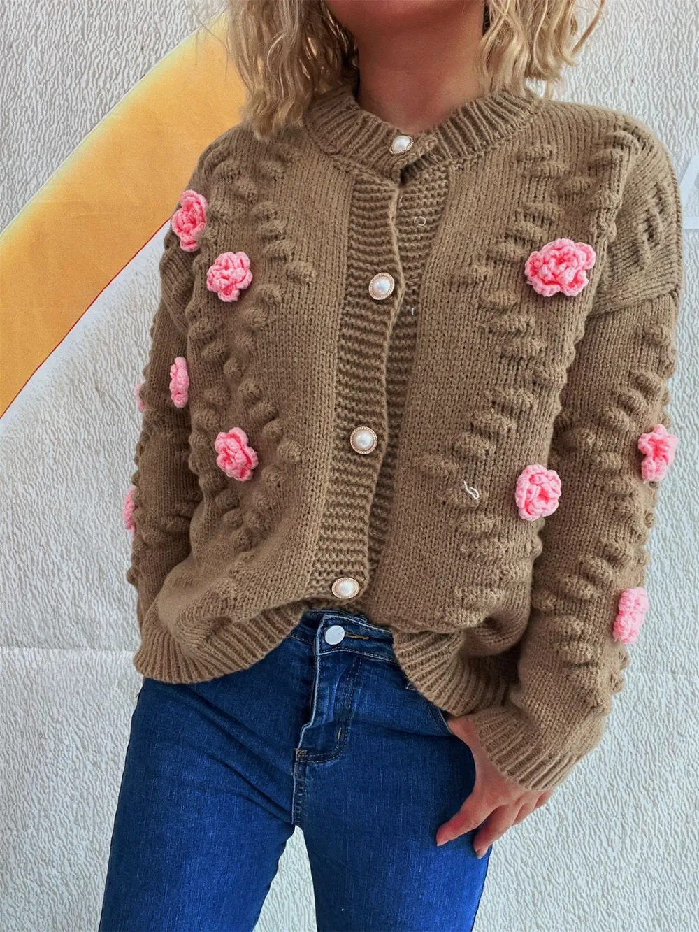 Flower Button Up Long Sleeve Cardigan, image 12