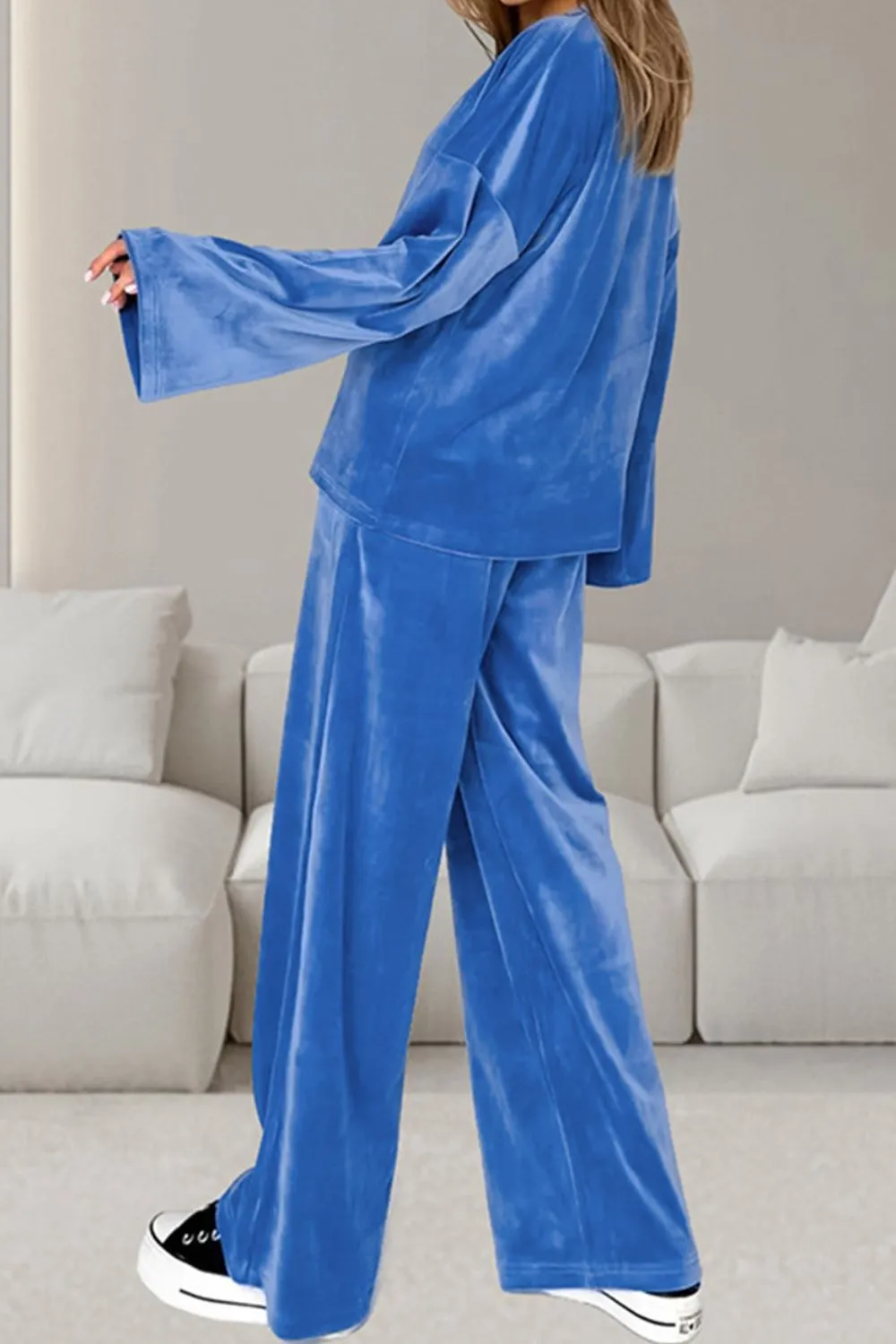 Buttery-Soft Round Neck Long Sleeve Top and Drawstring Pants Set, image 12
