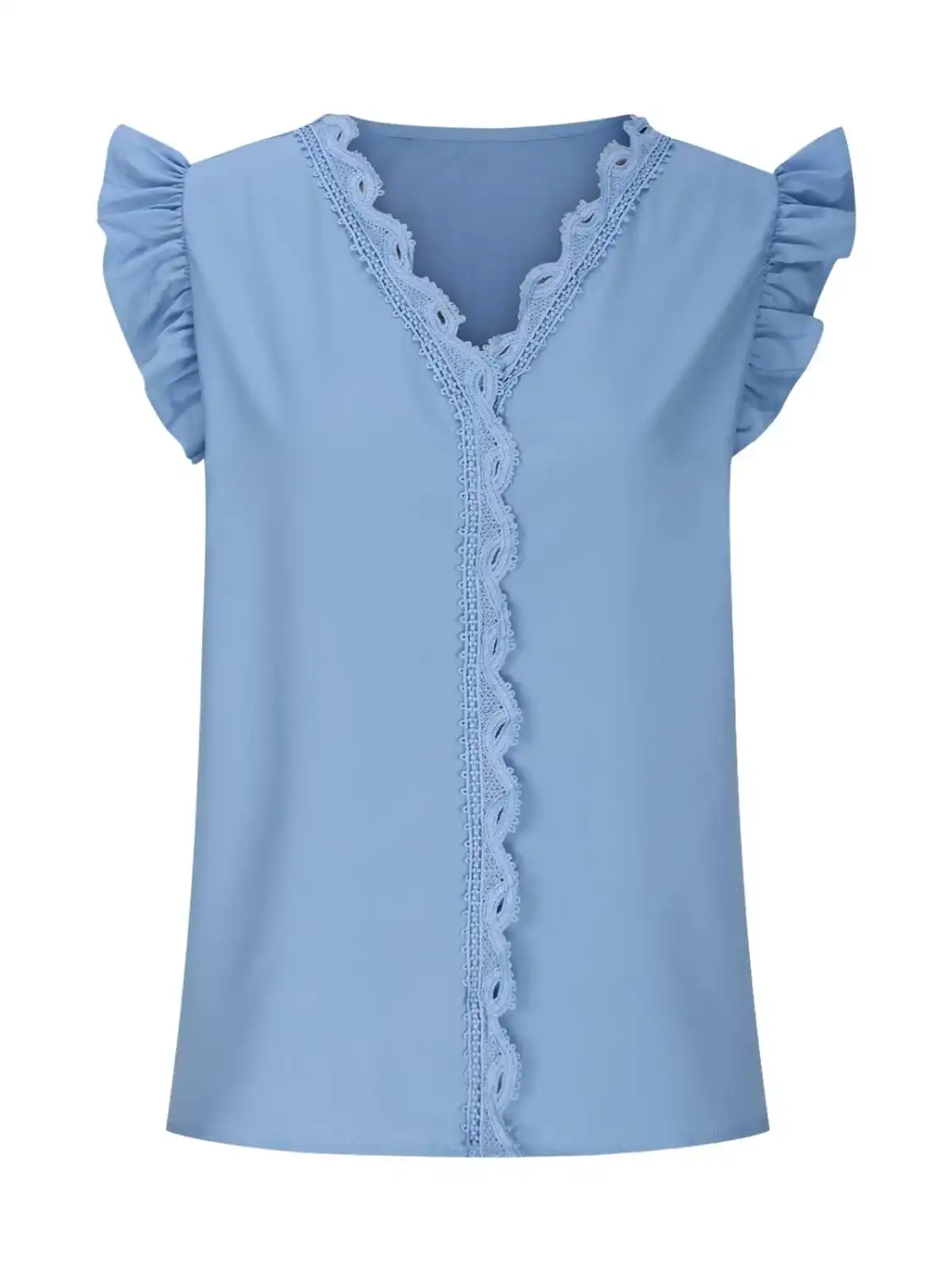 Lace Detail V-Neck Cap Sleeve Blouse, image 6