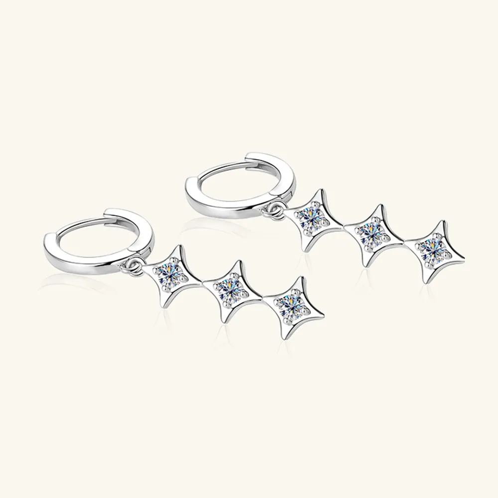 Moissanite 925 Sterling Silver Geometric Shape Earrings, image 7