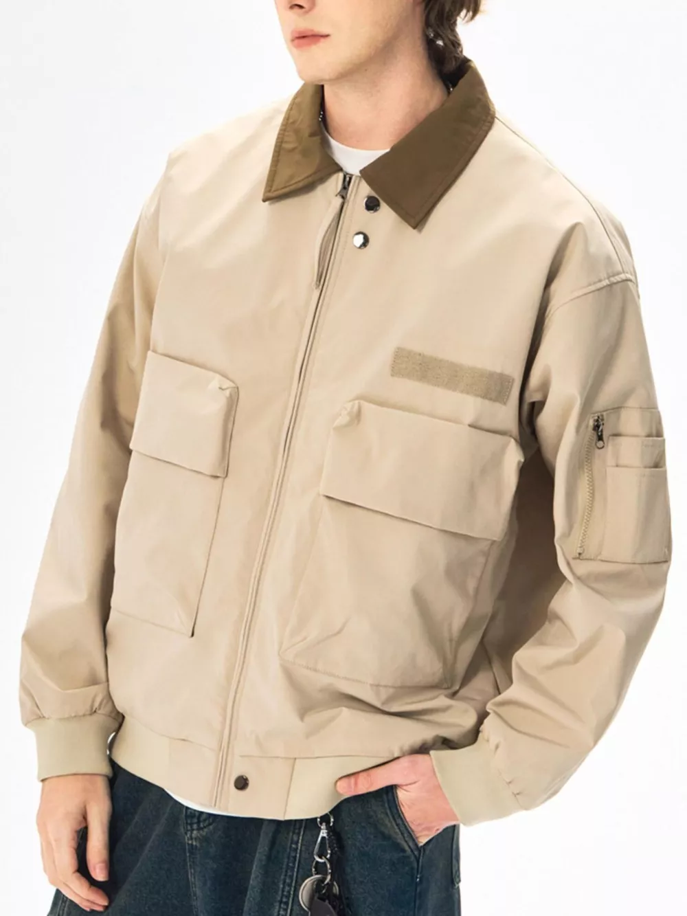 Men's Plus Size Zip Up Casual Bomber Jacket, image 12
