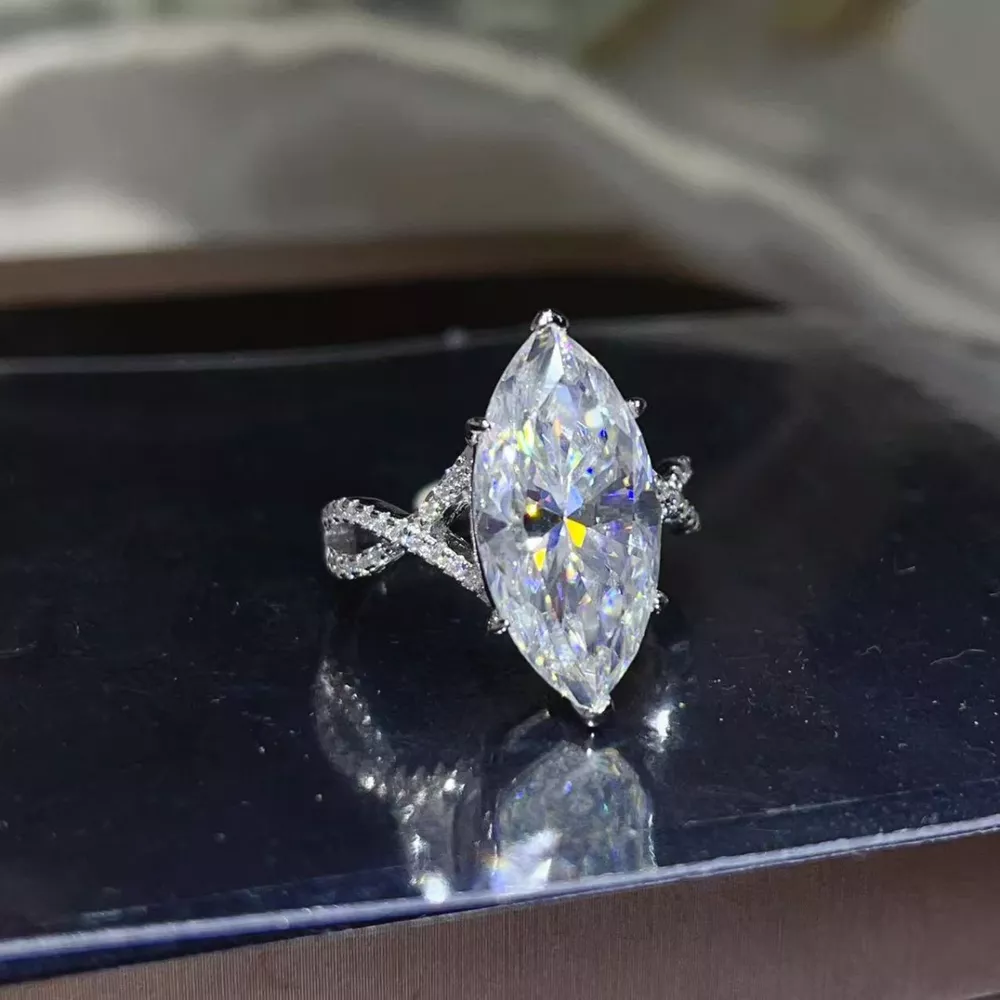 10 Carat Moissanite 925 Sterling Silver Ring, image 3