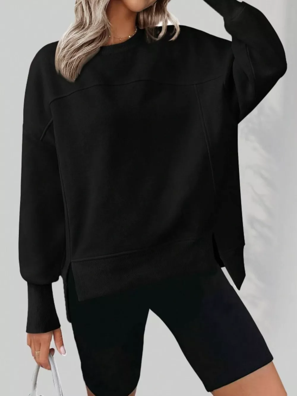 Casual Loose Side Slit Sweatshirt, image 23