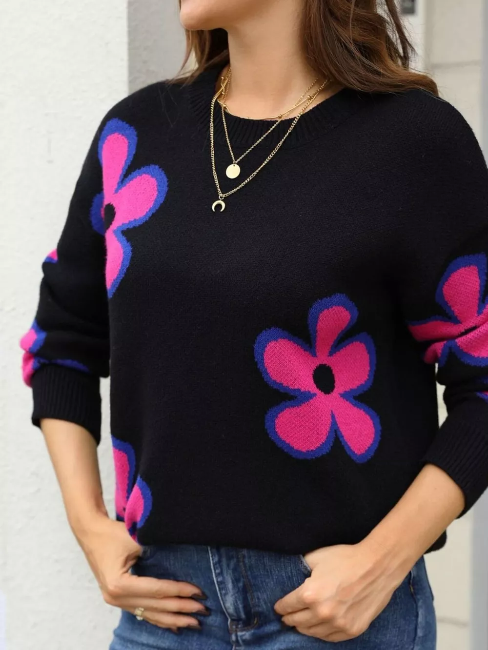 Floral Crew Neck Sweater, image 8