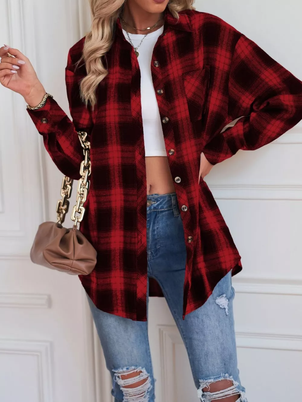 Casual Plaid Button Up Shirt, image 7
