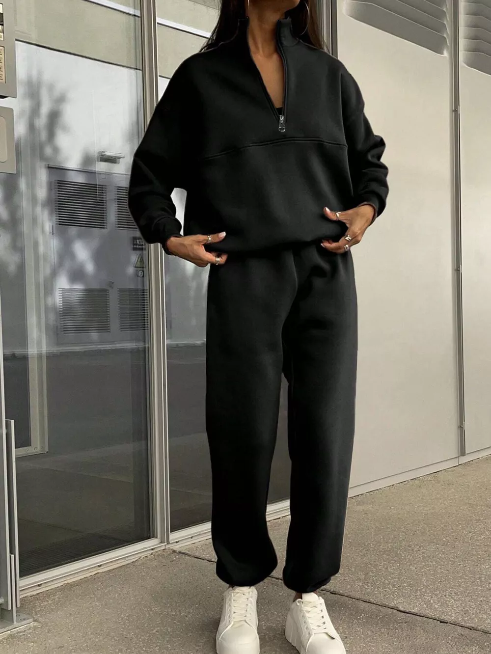 Half Zip Sweatshirt and Pants Set