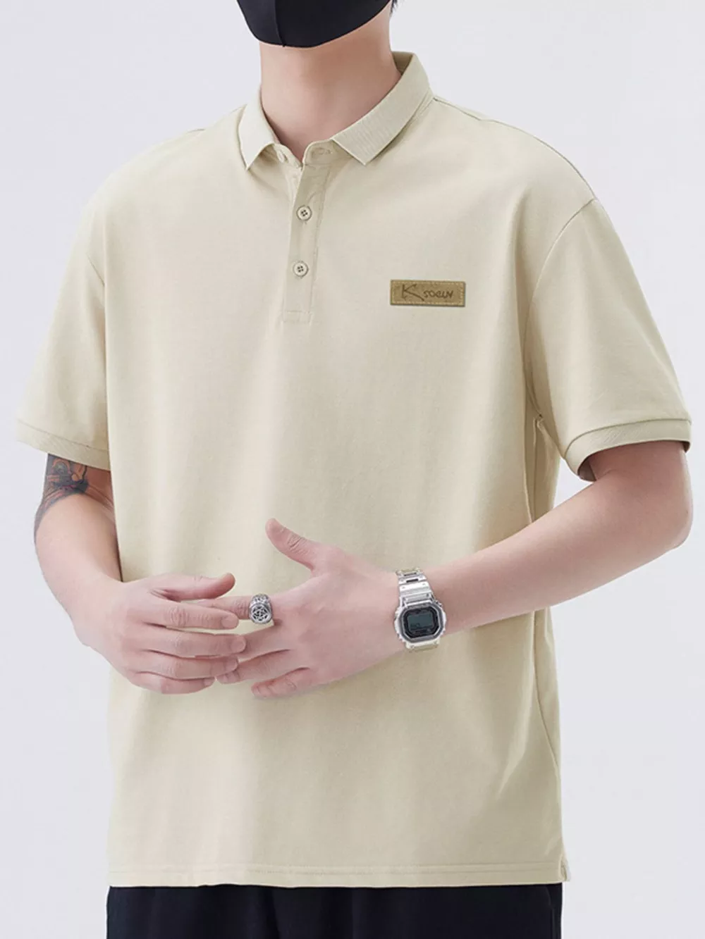 Men's Plus Size Button Detail Short Sleeve Polo