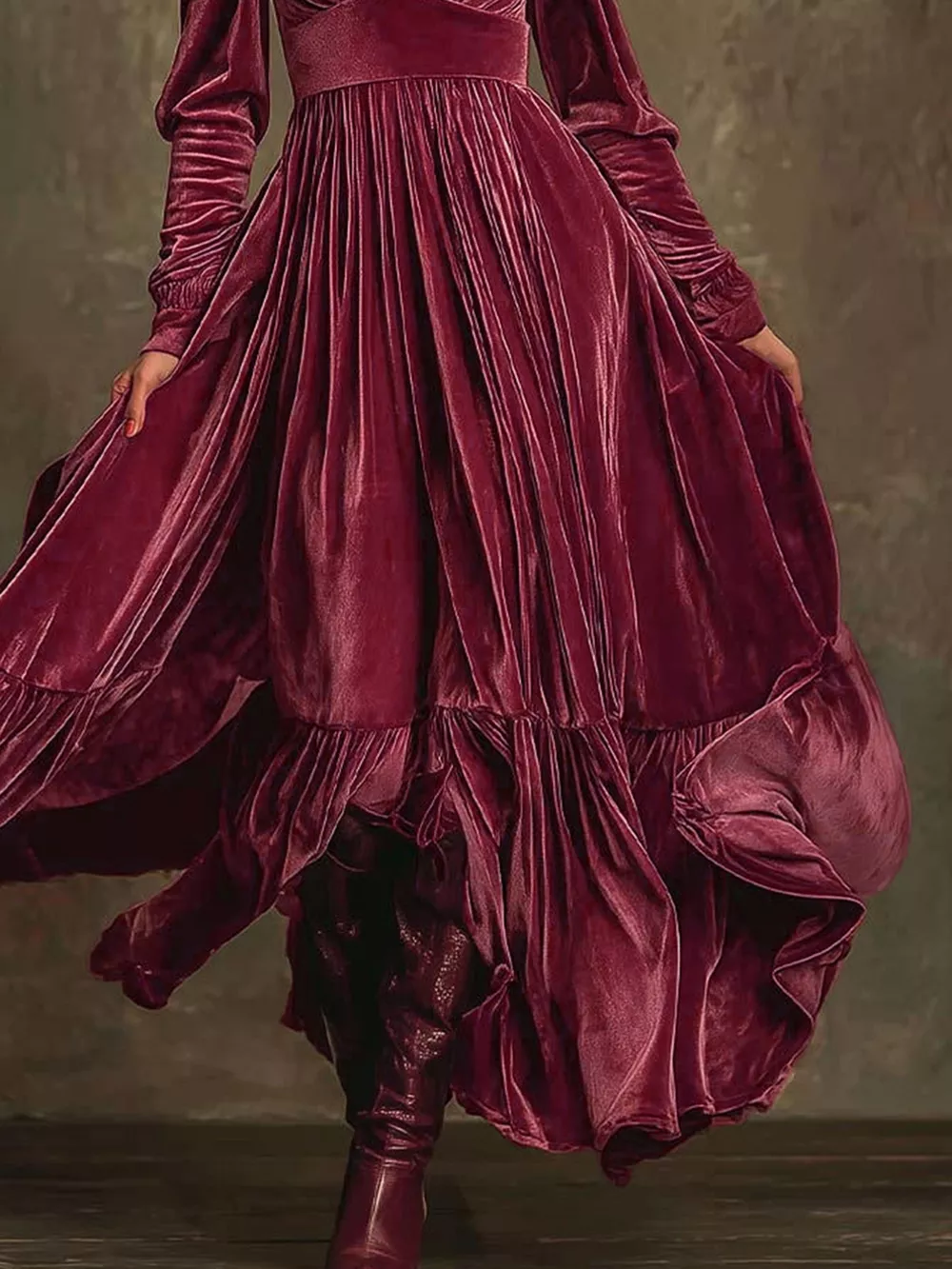 Ruffled Hem Long Sleeve Dress, image 13
