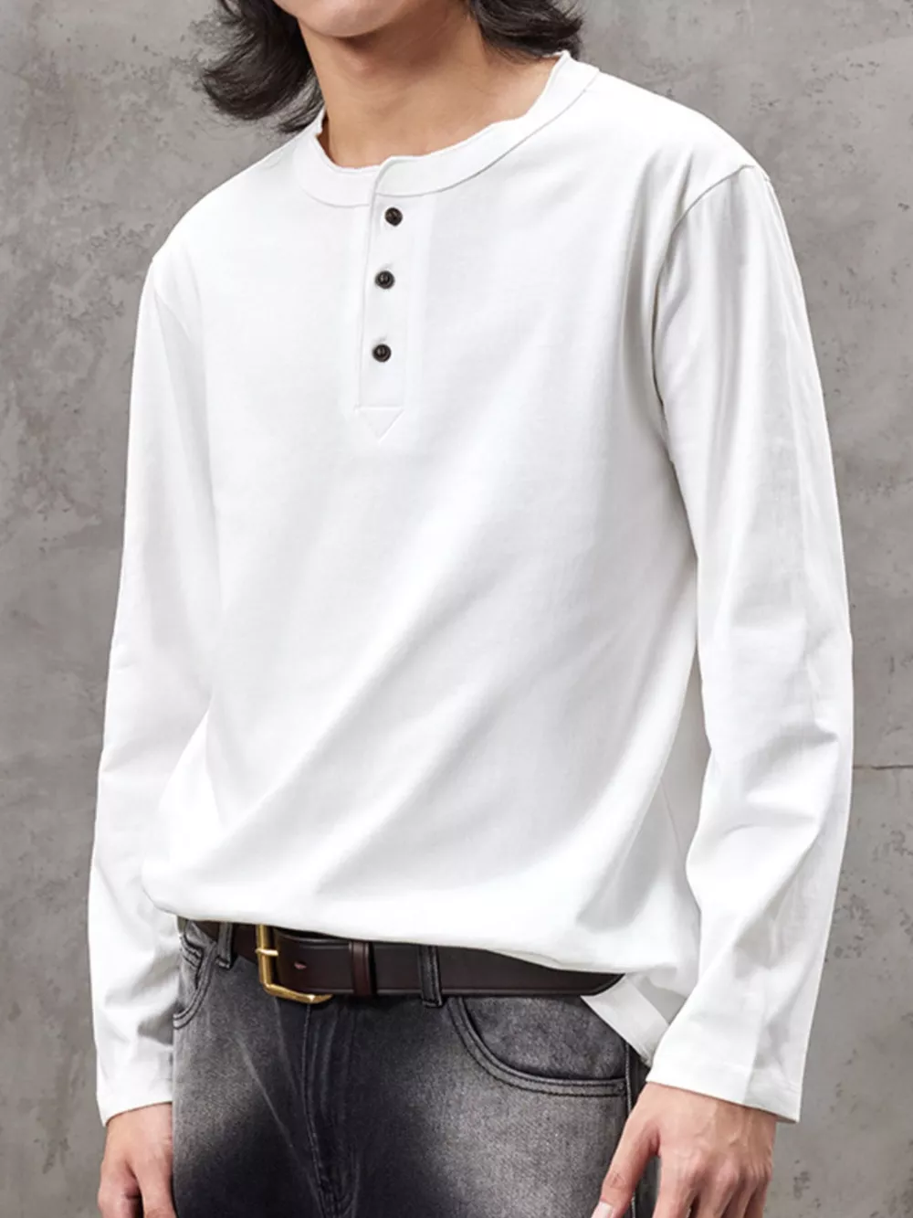 Men's Plus Size Casual Henley Long Sleeve T-Shirt, image 10