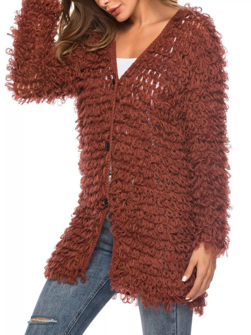 Textured Knit Button Up Cardigan, image 4