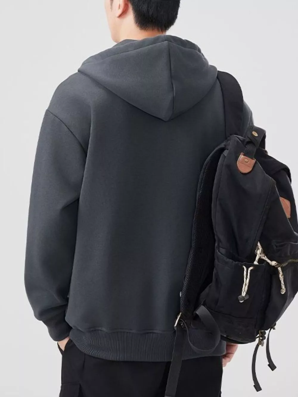 Men's Plus Size Solid Color Zip-Up Hoodie, image 6