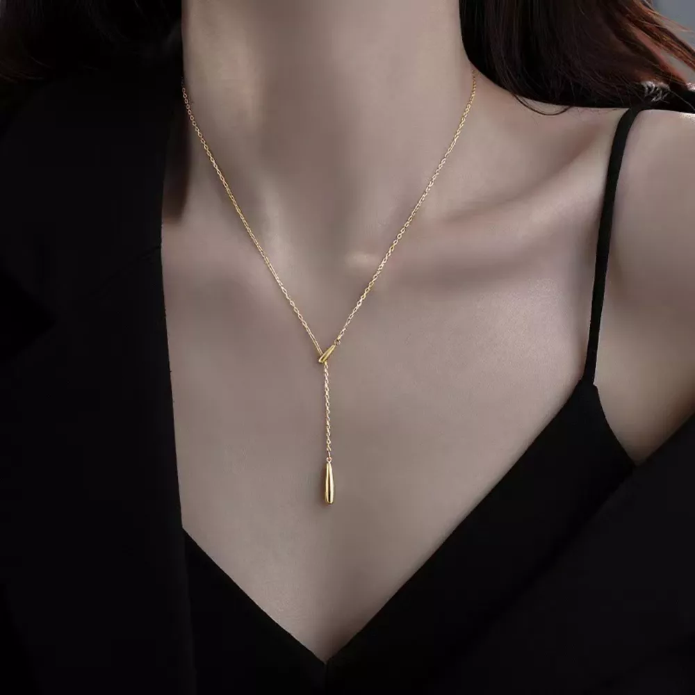925 Sterling Silver Y-Shaped Pendant Necklace