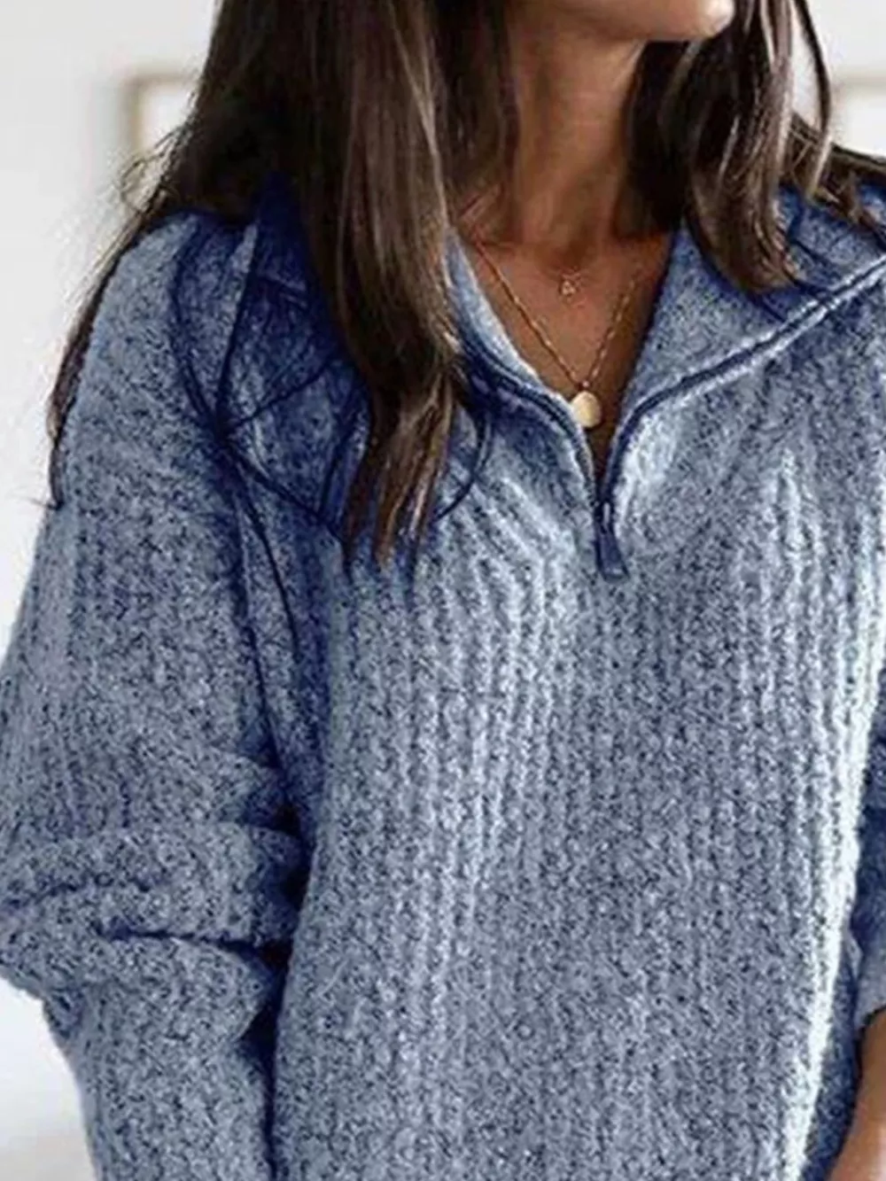 Full Size Half-Zip Textured Sweater Plus Size, image 6